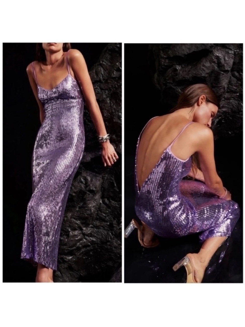 Galvan London Berlin Mirrored Sequin Bustier Midi Dress NWT - Picture 3 of 12